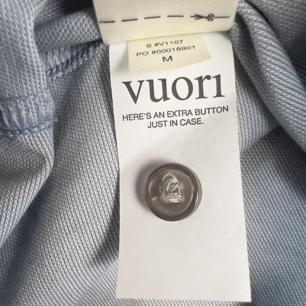 Vuori Shirt Mens M Blue Knit Button-Up Short Sleeve Performance Stretch Cotton